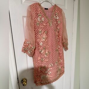 Elegant Pink Embroidered Dress